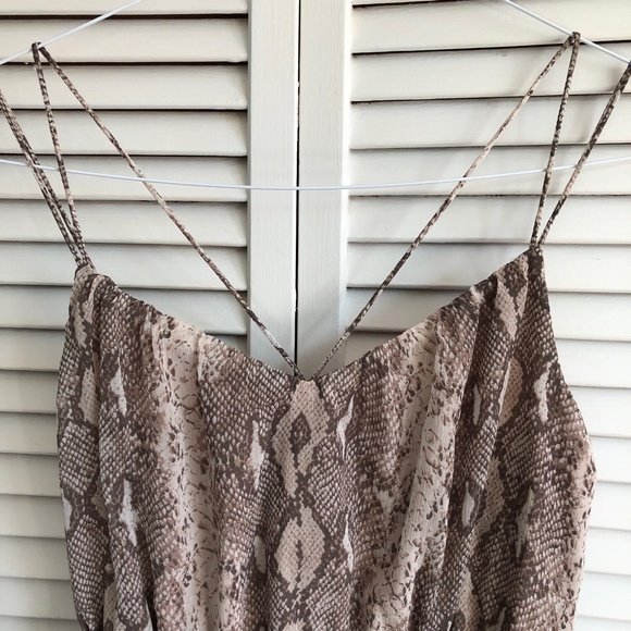 Banana Republic Animal Snake Python Print Blouson Waist Flowy Slip Dress XS PXS - Picture 5 of 10